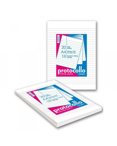 Carta protocollo da 60gr, confezione da 20 fogli. A righe.