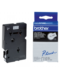 Nastri serie TC da 9 mm - Colore nastro: Bianco - Colore scritta: Nero