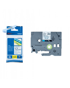 Nastro Brother Laminato pastello da 12 mm scritta nera su fondo blu (4m)