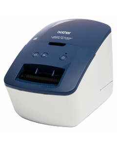 Stampante per etichette collegabile a PC (300x600 dpi) ''Plug&Print''. Rotoli DK fino a 62mm. 93 etich/min. Scocca di colore Blu. Software. cavo USB. adattatore e due rotoli inclusi
