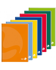 Maxi quaderno con rilegatura brossura. Carta bianca prodotta da pura cellulosa. Copertina pesante da 1,8mm in 8 colori assortiti.