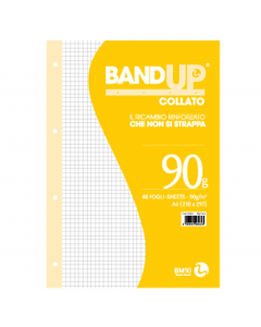 Blocco collato 210x297mm con carta in pura cellulosa da 90gr con banda rinforzata.