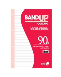 Blocco collato 210x297mm con carta in pura cellulosa da 90gr con banda rinforzata.