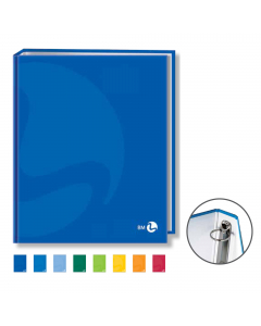 Raccoglitore formato 26,5x32cm da 1,8mm da 4 anelli tondi diametro 30mm. Plastificazione lucida. Assortimento 8 colori.