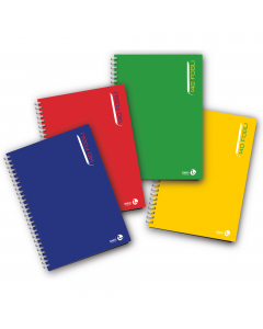 Blocco note maxi spiralato lato lungo con fori e microperforazione. Copertina pesante plastificata lucida 250gr. 
Formato 22,3x29,7cm. Rigatura 1 rigo. 140 fogli da 80gr.