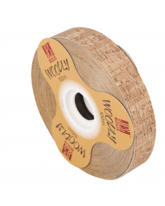 Linea Woodly nastro bifacciale di design naturale. Fantasia sughero. Rotolo da 100mt x h. 24mm.