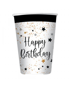 Bicchieri in carta con scritta Happy Birthday. cc.200