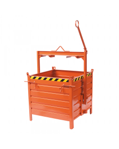 Contenitore espressamente studiato per raccogliere e scaricare qualsiasi tipo di scarto di lavorazione in modo facile e sicuro. Contenitore ribaltabile a rotazione. Portata 2000kg. Dimensioni: 1000x1000x800+150 piede mm (LXPXH)