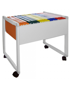 Carrello in metallo per cartelle sospese;
• Adatto per cartelle con interasse sia di 33 cm sia di 39 
cm.
• Facilmente regolabile grazie ad appositi inviti a scatto;
• Può contenere fino ad 65 cartelle (mod. Iron e Silver) 
od in alternativa 50 cartelle (