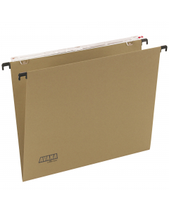 Linea economica e di alta qualitÓ. Realizzate in cartone avana termoincollato 220g.  Aste di sospensione in filo dÆacciaio. Portacartellino ad effetto lenticolare. Sistema di collegamento ad incastro. Formato esterno 37x24,5cm. Interasse 39cm. Fondo V. Co