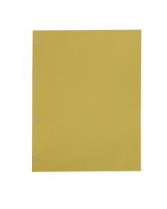 Separatori in cartoncino Manilla da 200 gr di colore giallo. Foratura normalizzata a passo 8 cm (4 fori). Formato: 22x30 cm. Materiale 100% riciclato (certificazioni FSC e Blue Angel).