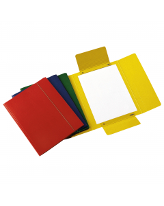Cartellina a 3 lembi In robusto presspan bilucido da 700gr. Chiusura ad elastico tubolare. Formato utile: 25x34cm.