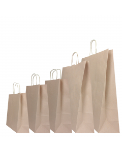 SHOPPER BIOKRAFT NEUTRO CORDINO. Il materiale Biokraft è una carta 100% riciclata, fabbricata utilizzando maceri selezionati di altissima qualità, idonei a garantire costanza di prodotto e di colorazione; è completamente riciclabile, certificato FSC e COM