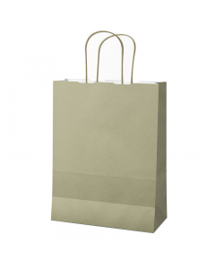 Shopper in carta kraft 90 gr/m2 colorata con manici in carta ritorta.