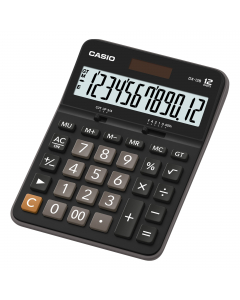 Grande display a 12 cifre. Doppia alimentazione, solare e a batteria (1xLR44). Tasti in plastica. Key Rollover. Funzioni: calcolo percentuale, tasto Gran Totale, radice quadrata, 4 tasti memorie tasto +/-, funzione mark-up, selettore dei decimali, seletto