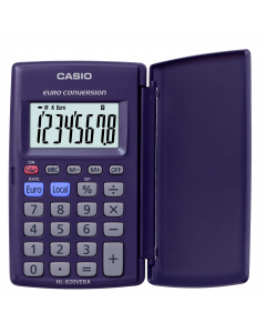 Ampio display 8 cifre. 
Funzioni: . 
• Conversione valutaria (1 tasso di cambio)
• Memoria permanente e memorizzazione di costanti
• Calcolo percentuale professionale

Alimentazione a batterie (1pz x LR54)
Dimensioni (A x L x P): 10 x 62,5 x 104 mm chiuso