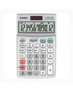 Calcolatrice professionale da tavolo a 12 cifre. Calcolo percentuale. Conversione valuta. Calcolo dei profitti. Memoria permanente. Memorizzazione di costanti. Separatore di migliaia. Tasto correzione rapida. Tasto per il cambio di segno +/-. Pulsante/tas