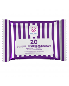 20 salviette levatrucco delicate con aloe vera e vitamina per la pelle del viso. Rimuovono facilmente il trucco rinfrescando e idratando la pelle senza bisogno di risciacquare. Dermatologicamente testate.
