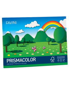Album da 10 fogli in cartoncino monoruvido Prisma Favini da 128gr in 5 colori assortiti. Adatto per pastelli, gessetti e collage. Rilegatura a punto metallico e perforazione a stacco. Formato 24x33cm.