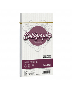 Busta adesiva con strip da 100 grammi in carta Calligraphy con tramatura millerighe. Formato 110x220mm.
