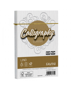 Busta adesiva con strip da 120 grammi in carta Calligraphy con tramatura lino formato 120x180mm.