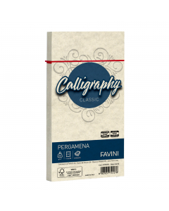 Busta adesiva con strip da 90 grammi in carta Calligraphy pergamenata formato 110x220mm.