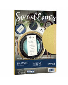 Carta da 120gr metallizzata Majestic Favini dai riflessi brillanti e pregiati. Utilizzabili per scrittura manuale, inkjet, laser e copy. Formato 21x29,7cm.