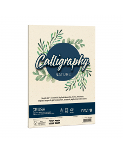 Cartoncino da 200 grammi ecologico prodotto e brevettato da Favini utilizzando fino al 15% di residui della lavorazione agro-industriale di olive, nocciole e mandorle. Superficie delicata al tatto. Ideale per ogni tipo di stampa e rilegatura. Formato 21x2