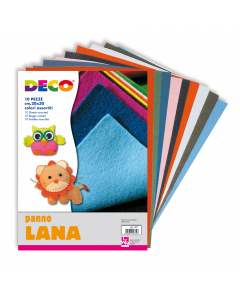 Il panno in lana Þ un particolare materiale sottile e soffice composto da fibre di lana pressate. Per la sua morbidezza e resistenza Þ molto utilizzato per realizzare abiti per bambole, burattini, teatrini, ma anche borsette, pantofole, decorazioni natali