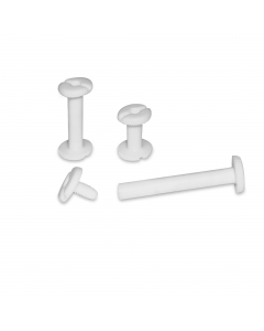 Viti in plastica bianca di diametro 5mm per rilegatura. Confezione da 20 viti.
