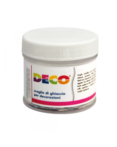 Scaglie cristalline che consentono di ottenere particolari EFFETTI GHIACCIO. Ideali per impreziosire con facilita’ ogni oggetto. Per ottenere bellissimi risultati basta applicare un po’ di colla trasparente sulla superficie da decorare e versare sopra le 