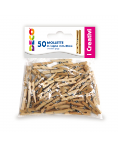 Mollette in legno mm. 25x3 in colore naturale.