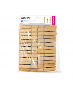Mollette in legno. Uno dei più tradizionali strumenti didattici per realizzare originali lavori da dipingere. Particolarmente indicati per sviluppare la fantasia del bambino. Sacchetto da 50 pezzi da 72mm.