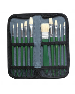 Set 10 pennelli assortiti, per olio. Astuccio zip perfetto per i viaggi, aiuta a conservare meglio i pennelli.