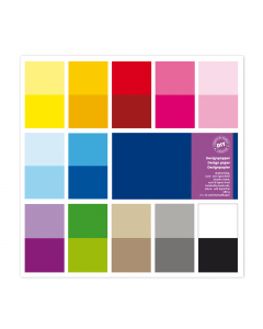 Carta ideale per realizzare biglietti d'auguri e lavori di scrapbooking. Confezione da 24 fogli di carta double-face colori assortiti su entrambi i lati (tono su tono). F.to 30,5x30,5cm.