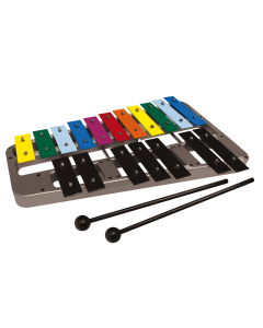 Colorato metallofono in scala DO-C/FA-F. Particolarmente indicato per affinare le abilità di riconoscimento uditivo e per l'educazione musicale.Completi di spartiti semplificati per iniziare ad imparare a suonare.