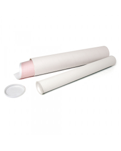 Tubo in cartone per spedizione o per trasportare disegni. Tappo in plastica lunghezza 54cm diametro 6cm.
