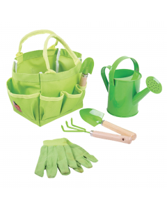 Borsa con attrezzi per giardinaggio totale 5 pezzi. Dimensione borsa: cm.28 x 24 x 13cm
