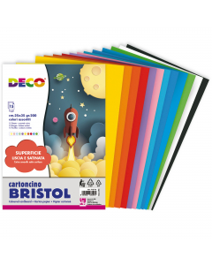 Cartoncino Bristol da 200gr - 15 fg f.to 25x35cm, colori assortiti.