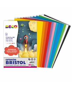 Cartoncino Bristol da 200gr - 15 fg f.to 50x70cm, colori assortiti.