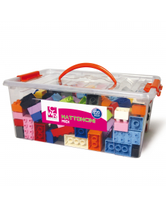Mattoncini colorati che consentono di creare giochi originali usando i vecchi mattoncini insieme ai nuovissimi elementi MIDI. Sono compatibili con i mattoncini di tutte le marche più diffuse. Forniti in pratici bauletti dotati di coperchio. Adatti a bambi