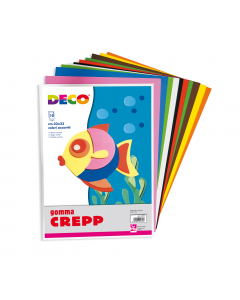 LA GOMMA CREPP E' UN PARTICOLARE MATERIALE DETTO ANCHE "EVA", MORBIDO AL TATTO MA MOLTO RESISTENTE. FACILE DA TAGLIARE E INCOLLARE, LA GOMMA CREPP E' UN VALIDO E ORIGINALE PRODOTTO PER REALIZZARE LAVORETTI DIDATTICI E DECORAZIONI. CONFEZIONE DA 10 FOGLI I