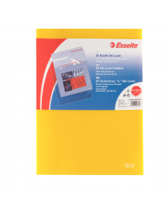 Cartelline a L  in polipropilene trasparente a buccia ad alta resistenza con lunetta laterale per facilitarne l'apertura. Formato utile: 22x30cm.