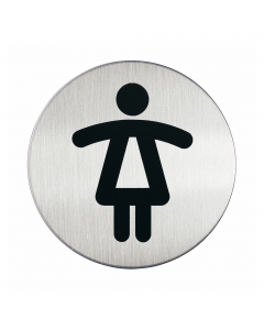 Pittogrammi di alta qualità, dal design chiaro ed essenziale. Realizzati in acciaio inossidabile antiurto e antiabrasione. Applicabili su qualunque superficie grazie alle placchette adesive poste sul retro. ° 8,3cm - colore argento metal