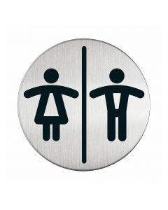 Pittogrammi di alta qualità, dal design chiaro ed essenziale. realizzati in acciaio inossidabile antiurto e antiabrasione. Applicabili su qualunque superficie grazie alle placchette adesive poste sul retro. ° 8,3cm - colore argento metal