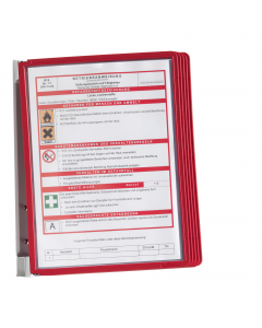 Leggio da parete ideale in ambienti in cui è richiesto un prodotto resistente (es. ufficio posta, magazzino, aree produttive e attività commerciali come porta licenze). Composto da un supporto da muro in acciaio rivestito in plastica e 5 pannelli espositi