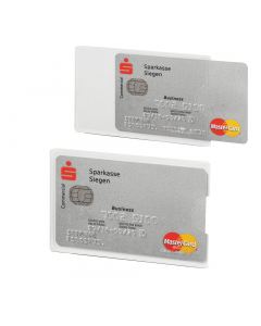 Tasca protettiva con fronte trasparente, contro la lettura non autorizzata dei dati personali. Per una carta di credito. Fornisce protezione dei dati RFID alla frequenza di 13.56 MHz. Dotata di lunetta laterale per un rapido accesso. Prodotto testato e ce