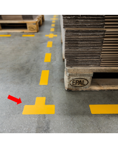 Segnaletica da pavimento sagomata per l'individuazione di aree pericolose, spazi di stoccaggio, passaggi pedonali ecc.

· Forma: "T"
· Simbolo adesivo per l'applicazione su pavimenti nelle aree interne
· Robusto e resistente alle abrasioni
· Resistenza al