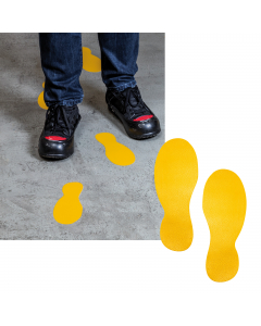 Segnaletica da pavimento sagomata per l'individuazione di aree pericolose, spazi di stoccaggio, passaggi pedonali ecc.

· Forma: "Orme"
· Simbolo adesivo per l'applicazione su pavimenti nelle aree interne
· Robusto e resistente alle abrasioni
· Resistenza