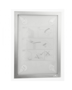 Cornice espositiva adesiva rimovibile progettata per le superfici sensibili come carta da parati, legno e plastiche delicate. 
La cornice aderisce alle superfici grazie a delle strisce biadesive rimovibili, che permettono di staccarla senza lasciare resid